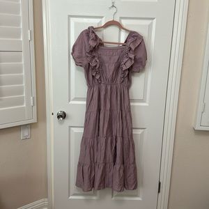 Bohme ruffle mauve midi dress